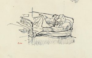 Naakt liggend op een bed